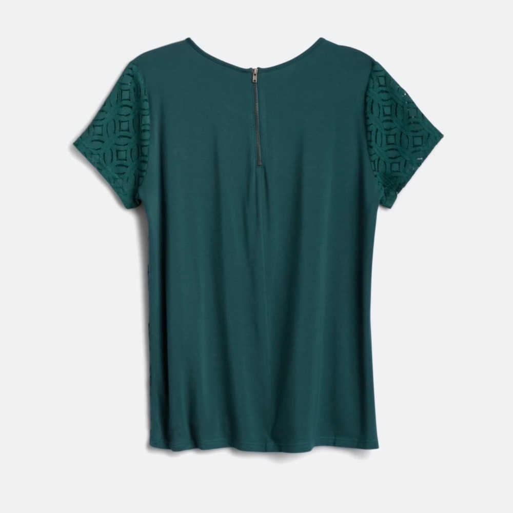 Market & Spruce Teal Lace Sleeve Blouse